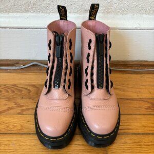 Dr. Martens Sinclair Milled Nappa Leather Platform Boots in Peach Beige
